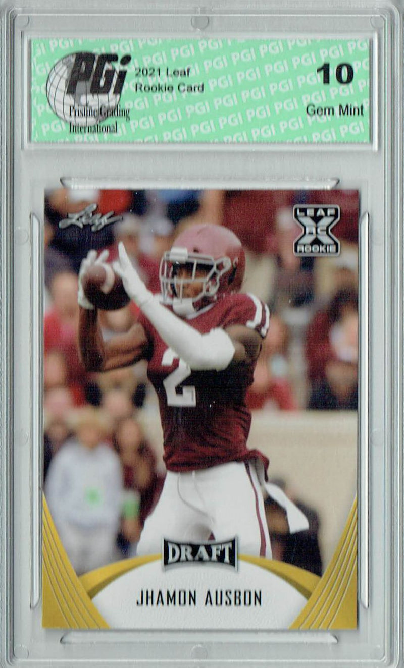 Jhamon Ausbon Rookie Card Texas A&M PGI 10 Gem Mint Football Trading Card 2021 Leaf Football #37 Gold
