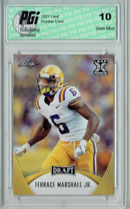 Terrace Marshall Jr. 2021 Leaf Football #34 Gold Rookie Card PGI 10