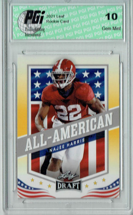 Najee Harris 2021 Leaf Football #45 Gold All-American SP Rookie Card PGI 10