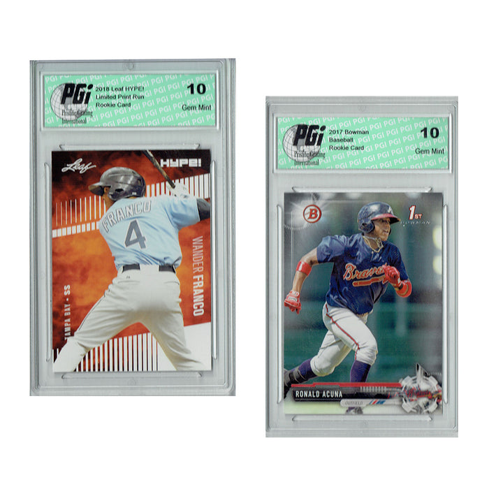 Wander Franco Leaf HYPE! / Ronald Acuna 1st Bowman Rookie Card 2-Pack PGI 10