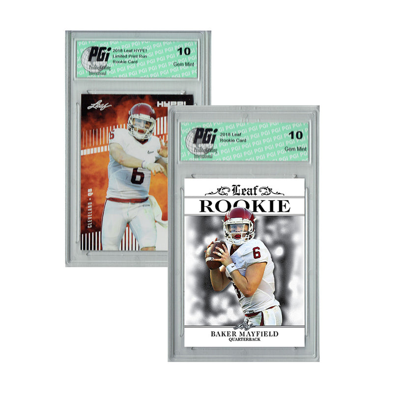 Baker Mayfield 2018 Rookie Card 2-Pack Leaf Exclusive #RA01 Leaf HYPE #3 PGI 10