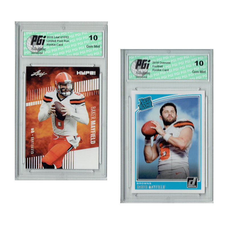 Baker Mayfield Rookie Card Cleveland PGI 10 Gem Mint Football Trading Card 2018 Leaf HYPE! / Donruss Football #3A / #303 Just 5000 Ever Made / Rated