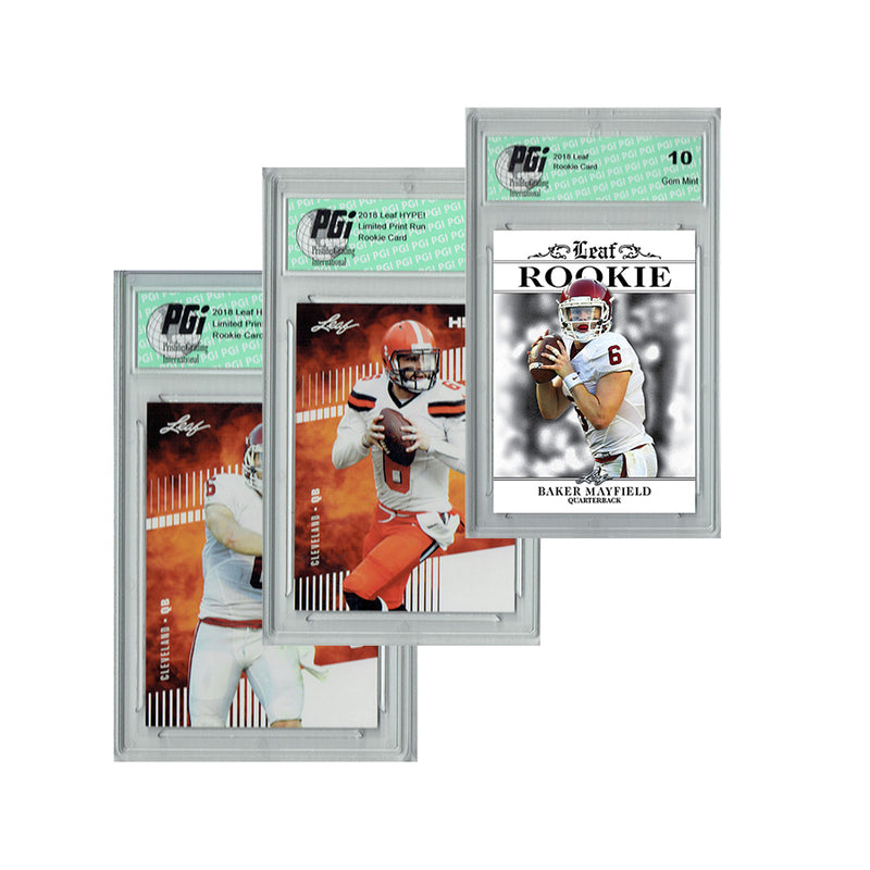 Baker Mayfield Rookie Card Cleveland PGI 10 Gem Mint Football Trading Card 2018 Leaf HYPE! / Exclusive #3 / #3A / #RA-01 Only 5000 Made