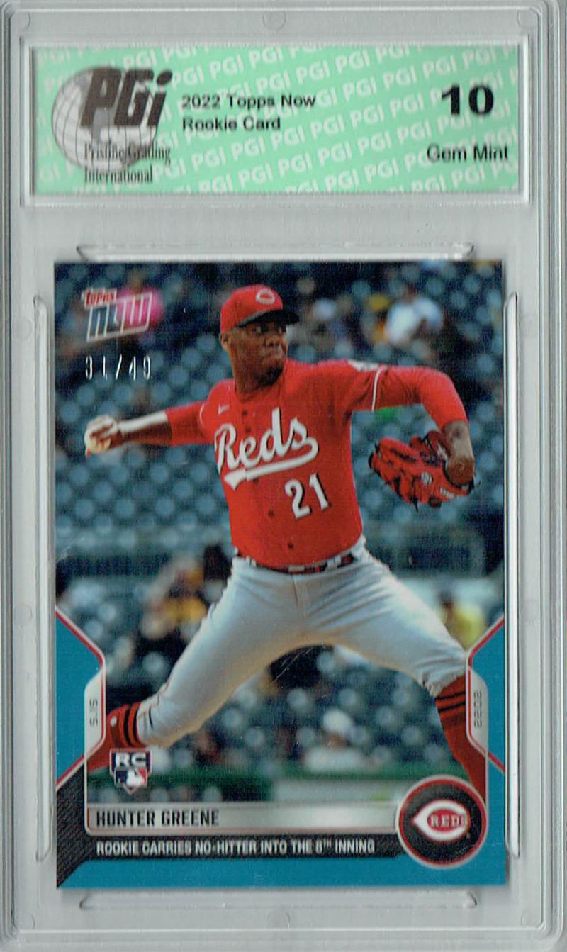 Hunter Greene 2022 Topps Now #182 Blue SP #31/49 Rookie Card PGI 10