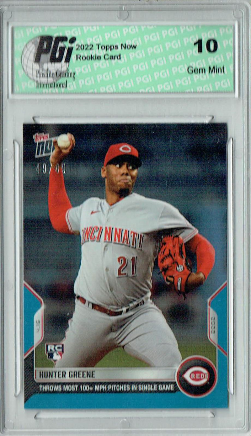 Hunter Greene 2022 Topps Now #61 Blue SP #49/49 Rookie Card PGI 10