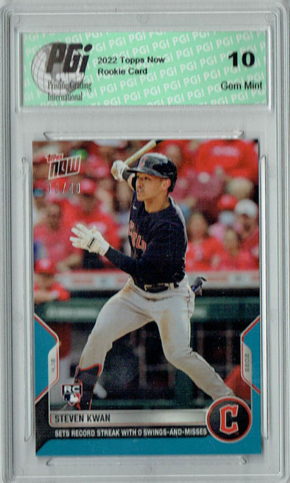 Steven Kwan 2022 Topps Now #44 Blue SP #30/49 Rookie Card PGI 10