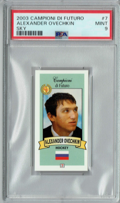 PSA 9 MINT Alexander Ovechkin 2003 Campioni Di Futuro #7 Rookie Card Blue Sky