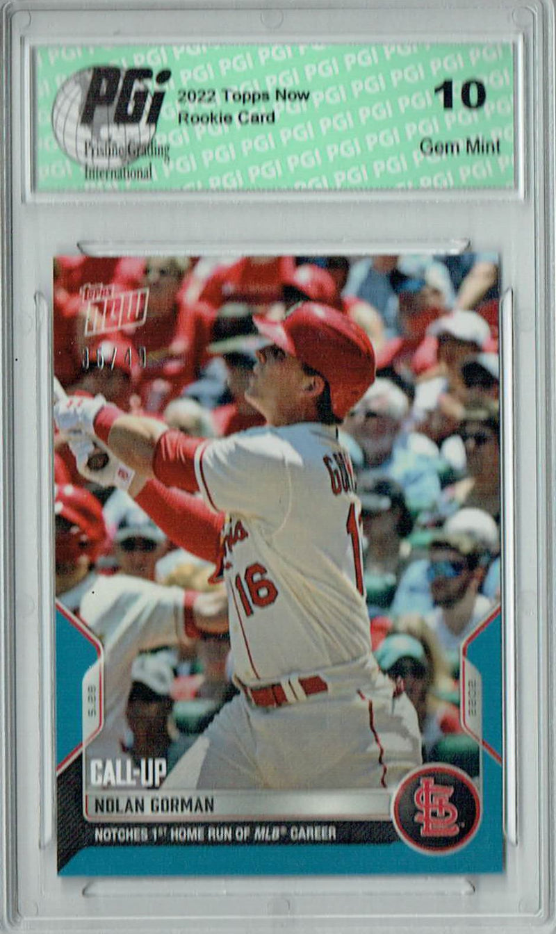 Nolan Gorman 2022 Topps Now #251 Blue SP #35/49 Rookie Card PGI 10