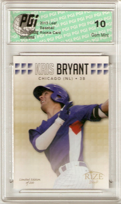 2013 Leaf Rize Gold SP Rookie Card Only 200 Made #11 Kris Bryant PGI 10