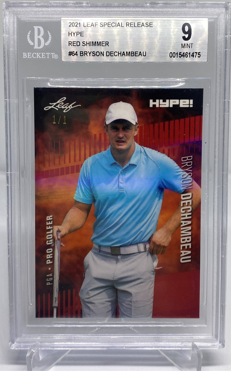 BGS 9 Bryson Dechambeau 2021 Leaf HYPE #64 Rookie Card Red Shimmer 1 of 1