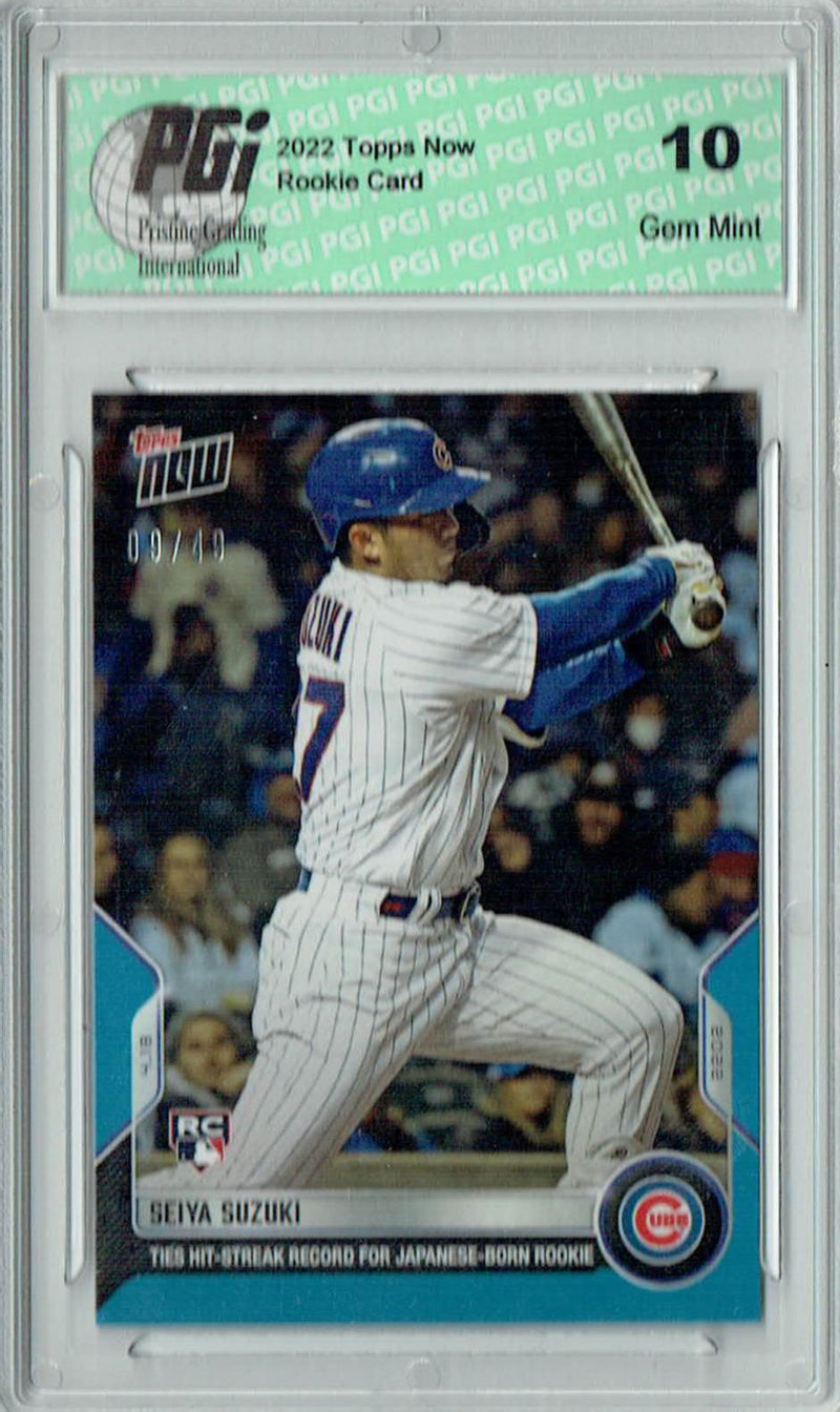 Seiya Suzuki 2022 Topps Now #66 Blue SP #09/49 Rookie Card PGI 10