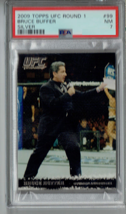 PSA 7 NM Bruce Buffer 2009 Topps UFC Round 1 #99 Rookie Card Silver 288 Made