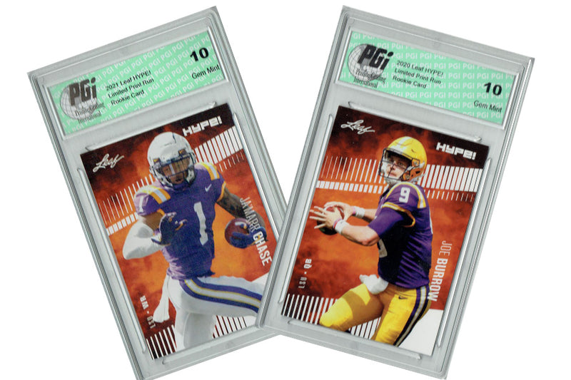 Joe Burrow Rookie Card Cincinnati PGI 10 Gem Mint Football Trading Card 2020 Leaf HYPE #30A