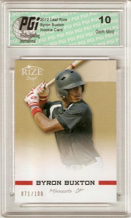 Byron Buxton 2012 Leaf Rize Draft #16 GOLD Only 100 Made Rookie Card PGI 10