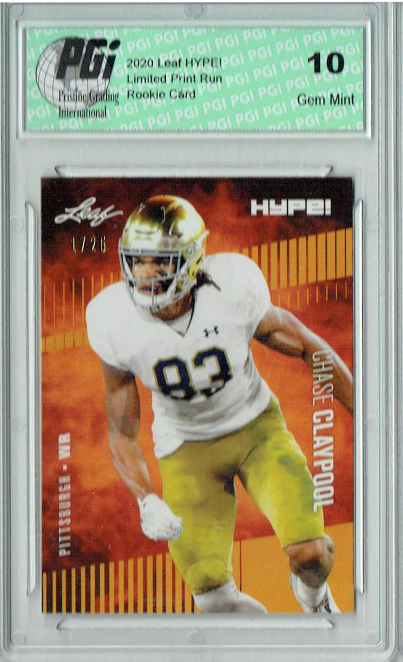 Chase Claypool Rookie Card Pittsburgh PGI 10 Gem Mint Football Trading Card 2020 Leaf HYPE! #40 Gold, The 1 of 25