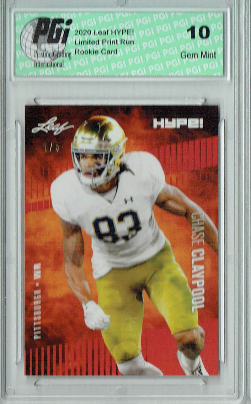 Chase Claypool Rookie Card Pittsburgh PGI 10 Gem Mint Football Trading Card 2020 Leaf HYPE! #40 Red, The 1 of 5