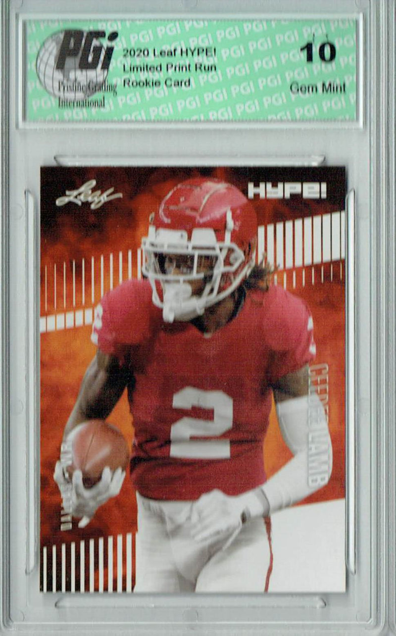 CeeDee Lamb Rookie Card Dallas PGI 10 Gem Mint Football Trading Card 2020 Leaf HYPE! #35A Only 5000 Made