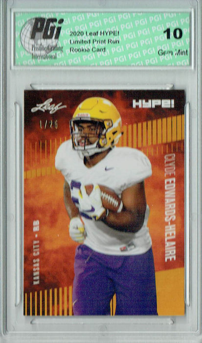 Clyde Edwards-Helaire 2020 Leaf HYPE! #36A Gold, The 1 of 25 Rookie Card PGI 10