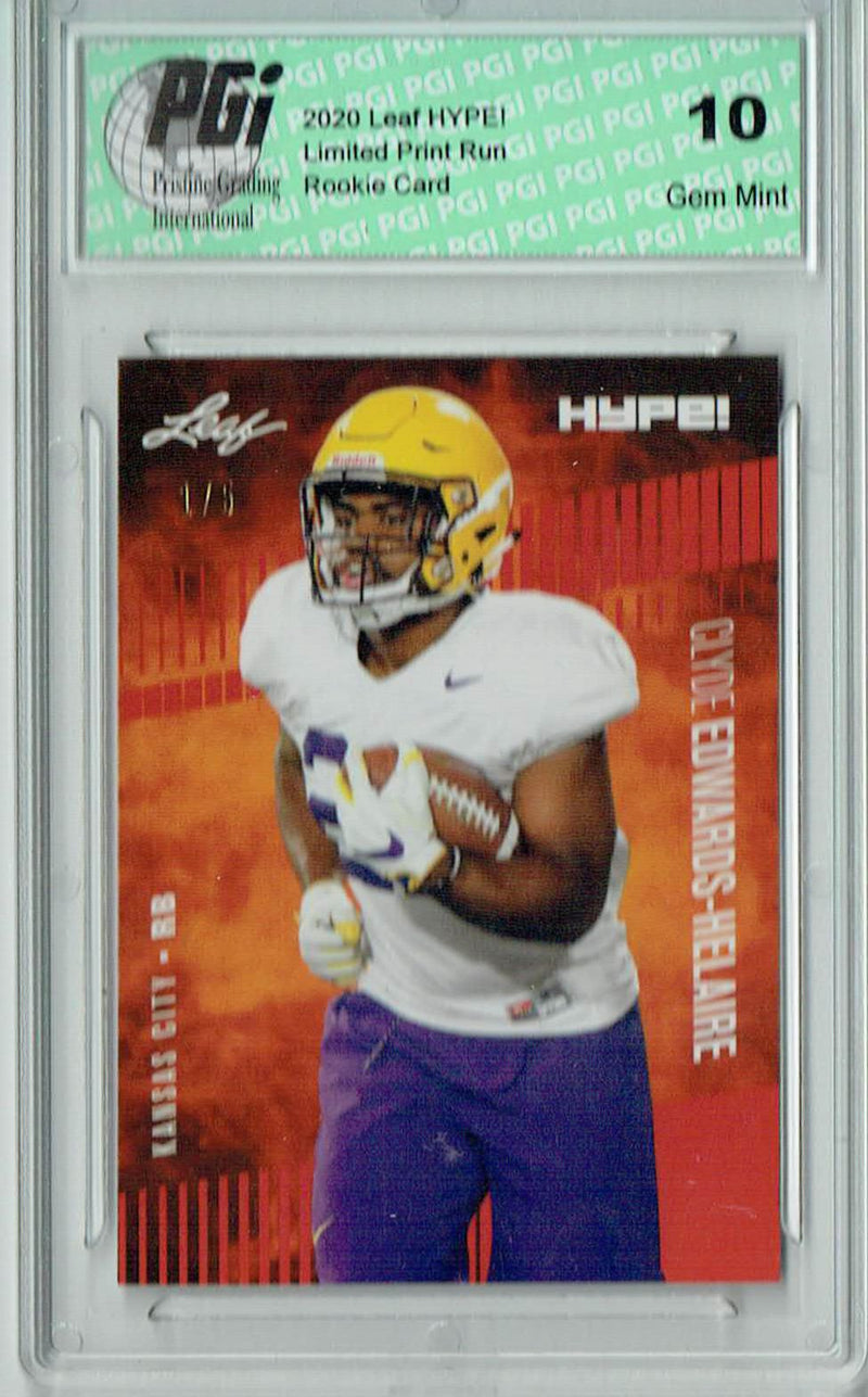 Clyde Edwards-Helaire Rookie Card Kansas City PGI 10 Gem Mint Football Trading Card 2020 Leaf HYPE! #36A Red, The 1 of 5