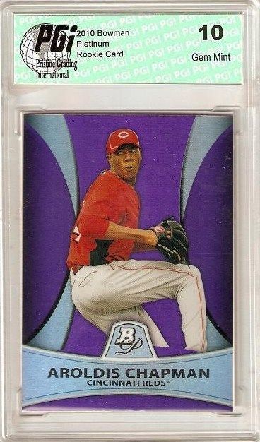 Aroldis Chapman Bowman Platinum Purple Rookie Card PGI
