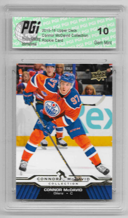 Connor McDavid 2015-16 Upper Deck Collection #CM-13 Rookie Card PGI 10 Oilers