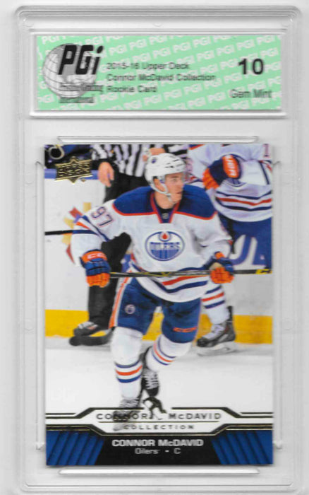Connor McDavid 2015-16 Upper Deck Collection #CM-21 Rookie Card PGI 10 Oilers