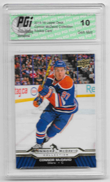 Connor McDavid 2015-16 Upper Deck Collection #CM-24 Rookie Card PGI 10 Oilers