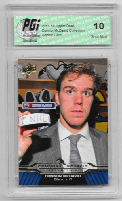 Connor McDavid 2015-16 Upper Deck Collection #CM-3 Rookie Card PGI 10 Oilers