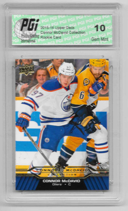 Connor McDavid 2015-16 Upper Deck Collection #CM-22 Rookie Card PGI 10 Oilers