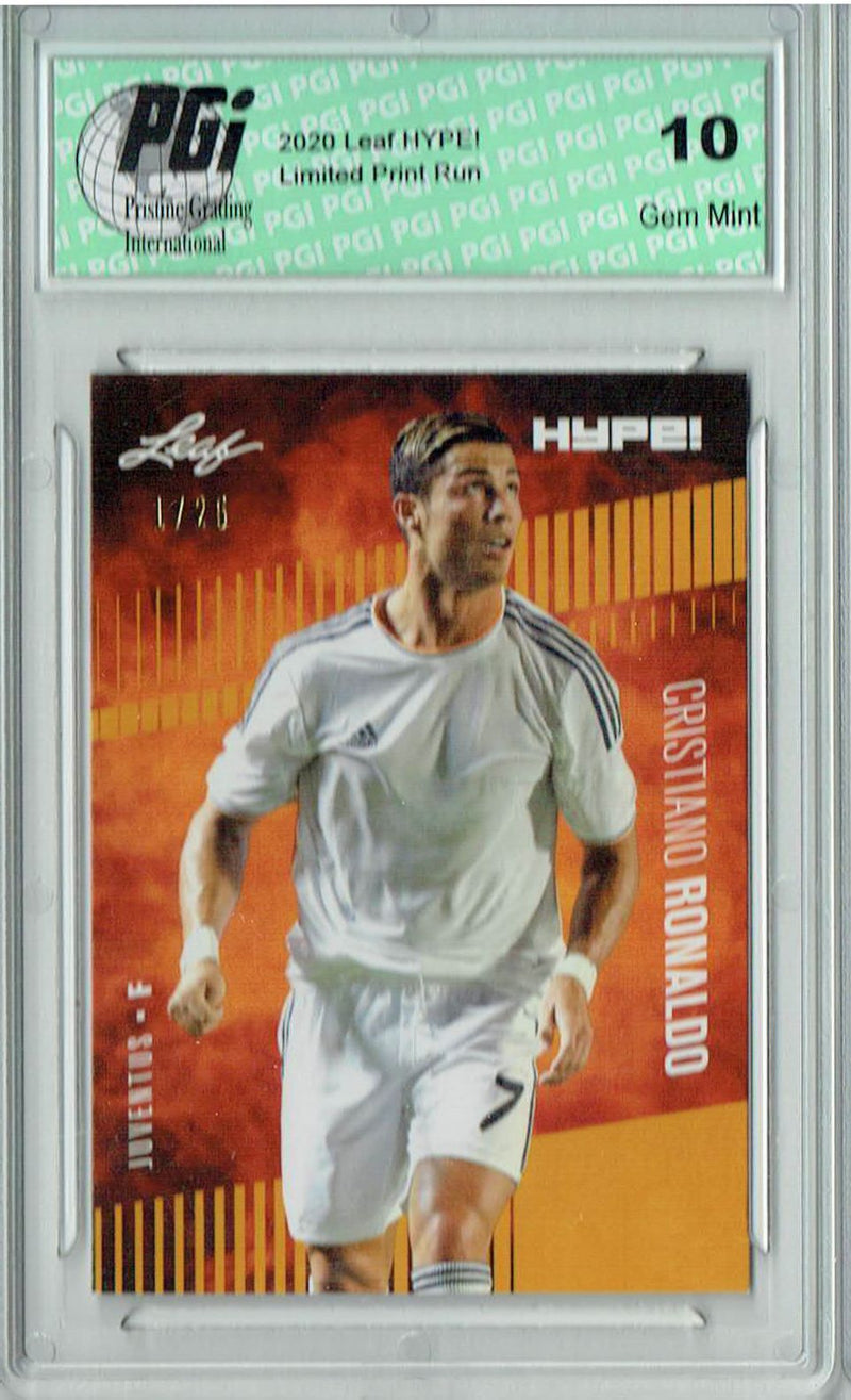 Cristiano Ronaldo 2020 Leaf HYPE! #47 Gold, The 1 of 25 Rare Card PGI 10