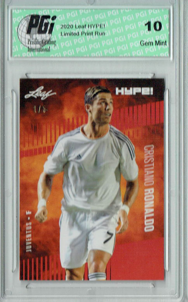 Cristiano Ronaldo 2020 Leaf HYPE! #47 Red, The 1 of 5 Rare Card PGI 10