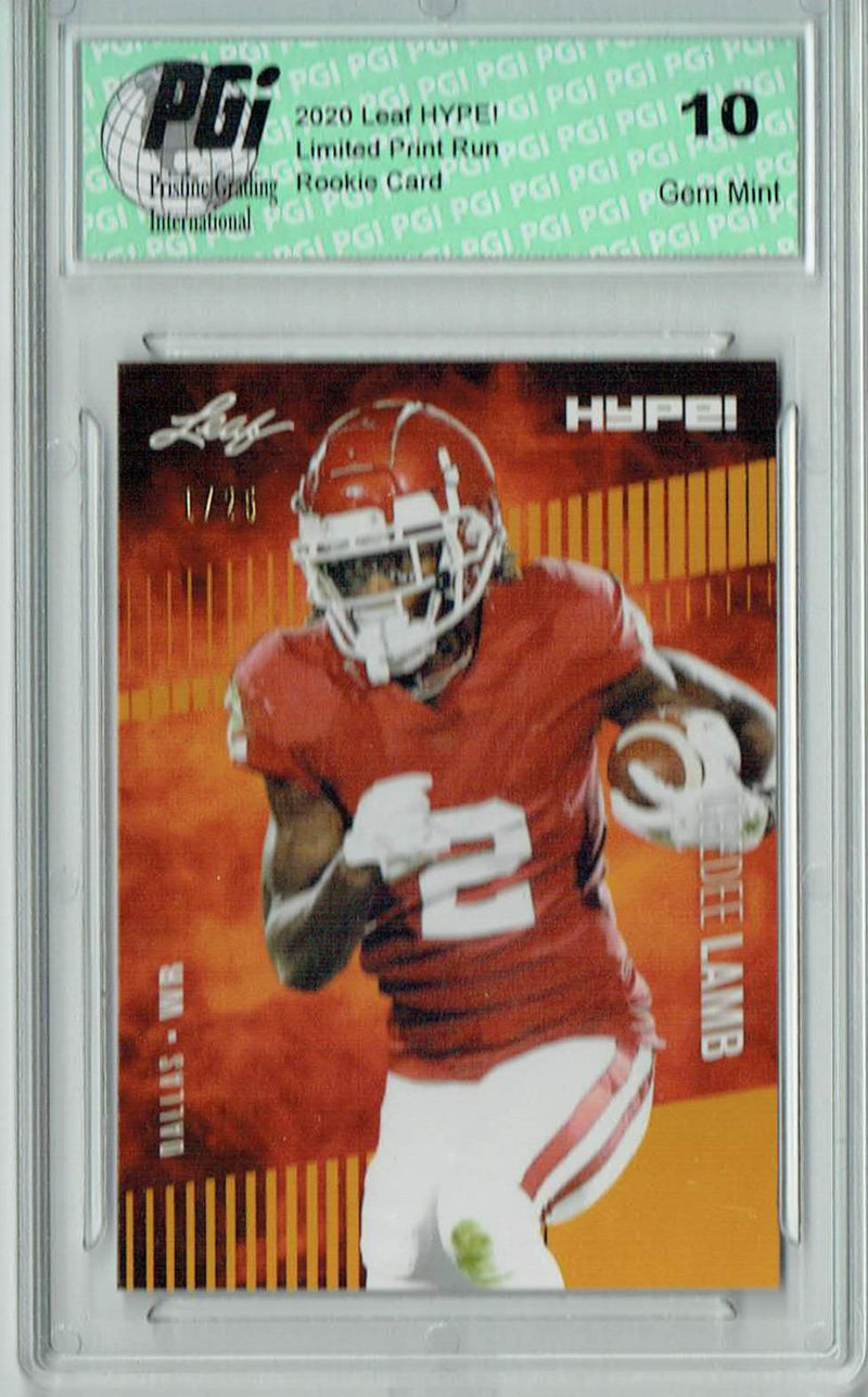 CeeDee Lamb Rookie Card Dallas PGI 10 Gem Mint Football Trading Card 2020 Leaf HYPE! #35 Gold, The 1 of 25