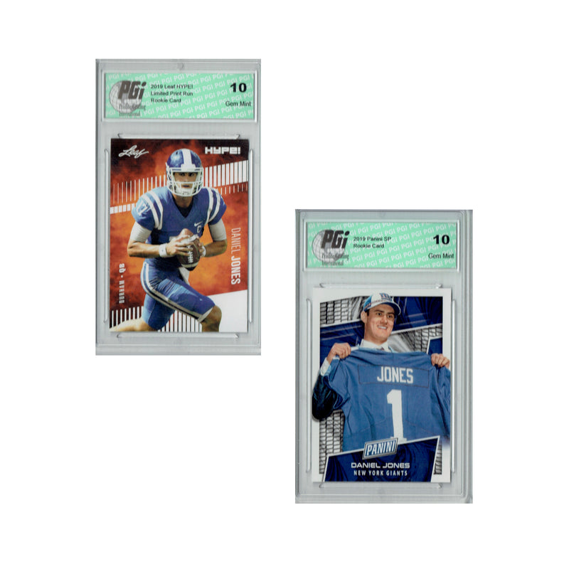 Daniel Jones Rookie Card New York PGI 10 Gem Mint Football Trading Card 2019 Leaf Hype / Panini VIP #18 | #DJ