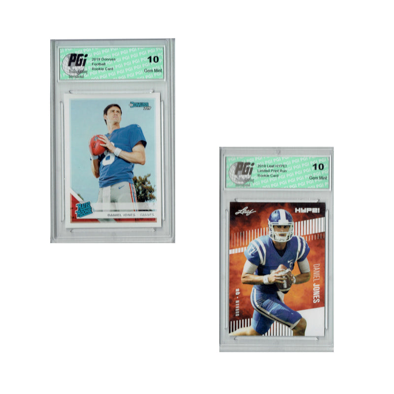 Daniel Jones Rookie Card New York PGI 10 Gem Mint Football Trading Card 2019 Leaf Hype / Donruss Football #18 | #304