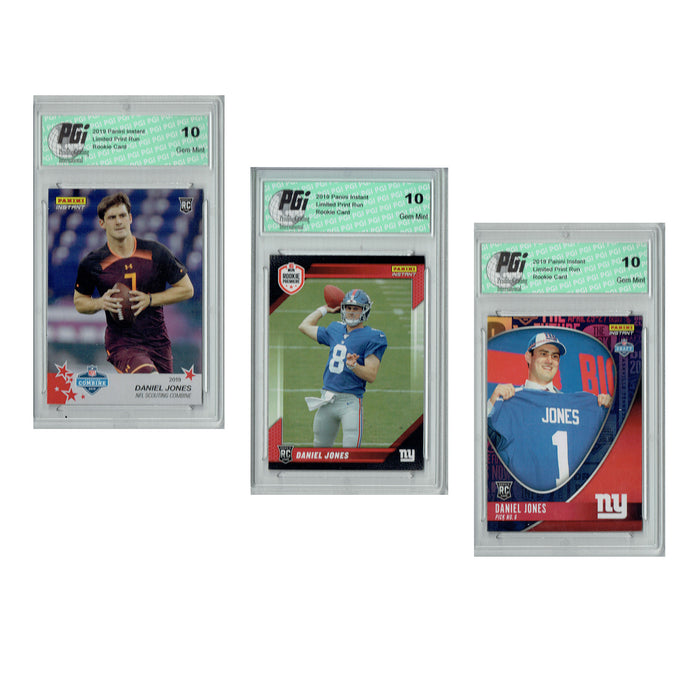 Daniel Jones 2019 Panini 3-Card Pack #4, #DN6, #FL3 NFL Rookie Cards PGI 10