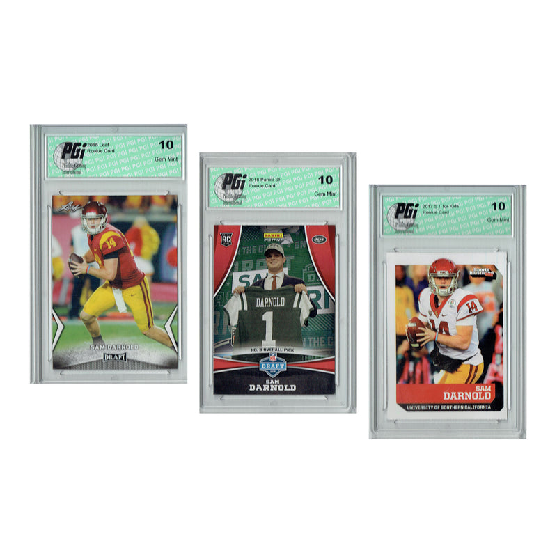 Sam Darnold Rookie Card 3-Pack 2018 Panini | 2017 S.I. Kids } 2018 Leaf PGI 10
