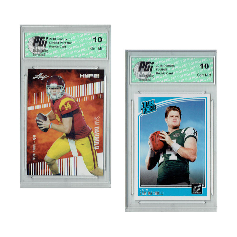 Sam Darnold Rookie Card New York PGI 10 Gem Mint Football Trading Card 2018 Leaf HYPE! / Donruss Football #301 / #4 Rated / Only 5000 Made
