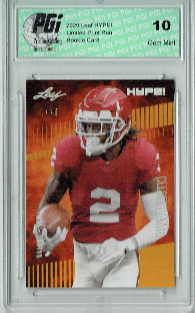 CeeDee Lamb Rookie Card Dallas PGI 10 Gem Mint Football Trading Card 2020 Leaf HYPE! #35A Gold, The 1 of 25