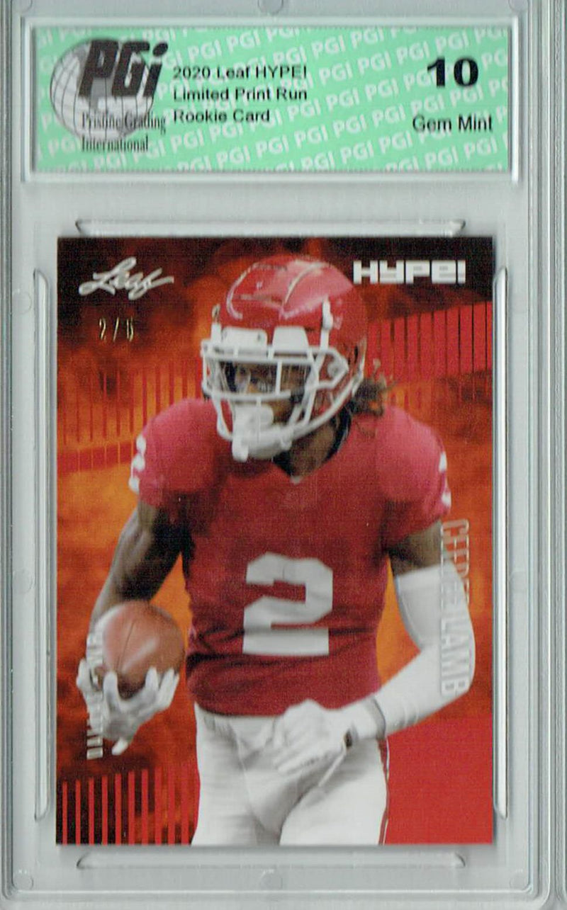 CeeDee Lamb Rookie Card Dallas PGI 10 Gem Mint Football Trading Card 2020 Leaf HYPE! #35A Red, Jersey #2 of 5