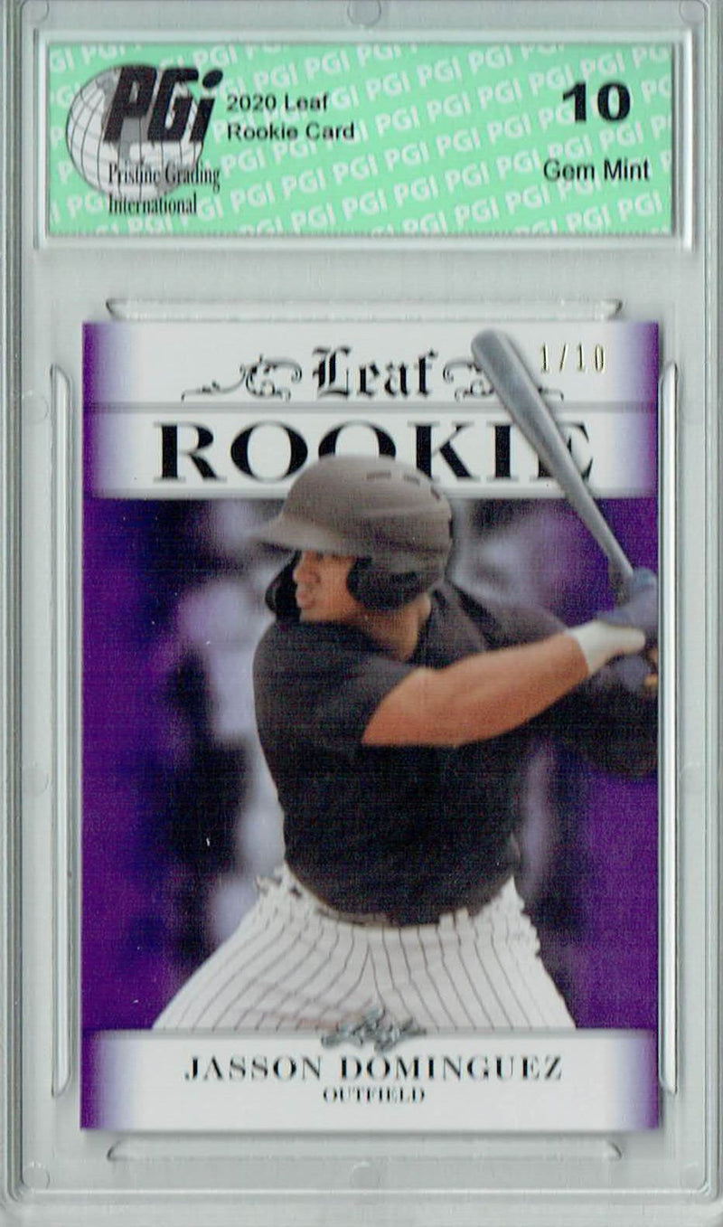 Jasson Dominguez 2020 Leaf Exclusive #1 Purple, The 1 of 10 Rookie Card PGI 10