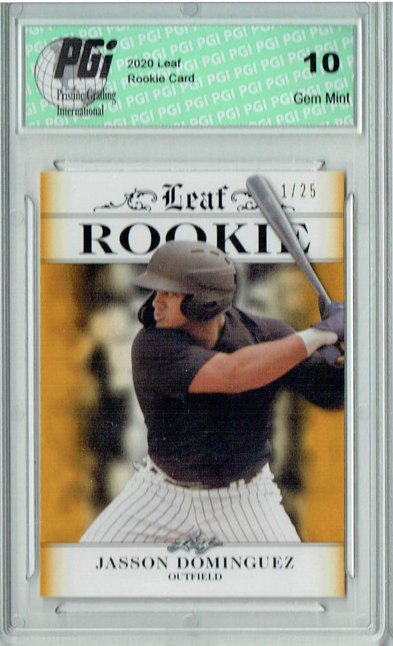 Jasson Dominguez 2020 Leaf Exclusive #1 Gold, The 1 of 25 Rookie Card PGI 10