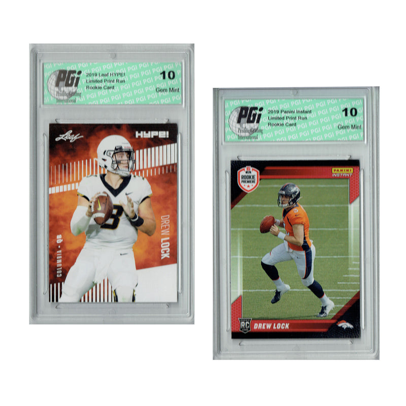 Drew Lock Rookie Card Denver PGI 10 Gem Mint Football Trading Card 2019 Leaf Hype / Panini Rookie Premiere #19 | #FL11