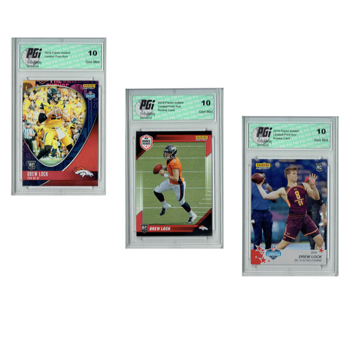 Drew Lock 2019 Panini Instant & RP 3-Card Broncos NFL Rookie Card Bundle PGI 10