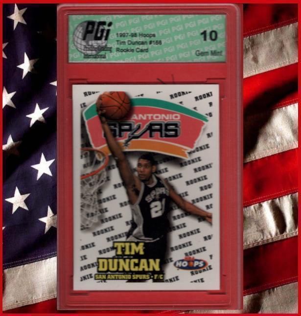 TIM DUNCAN 1997-98 HOOPS #156 Spurs Rookie Card PGI 10