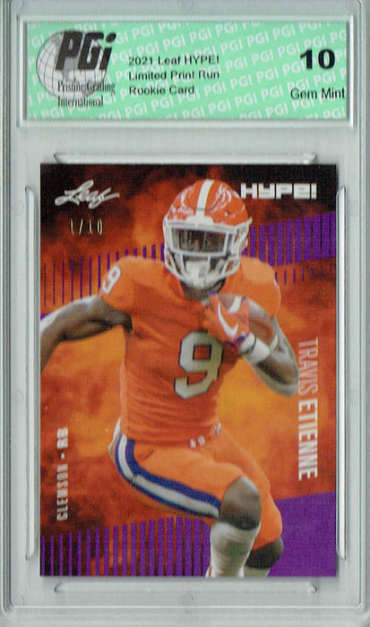 Travis Etienne 2021 Leaf HYPE! #53 Purple, The 1 of 10 Rookie Card PGI 10