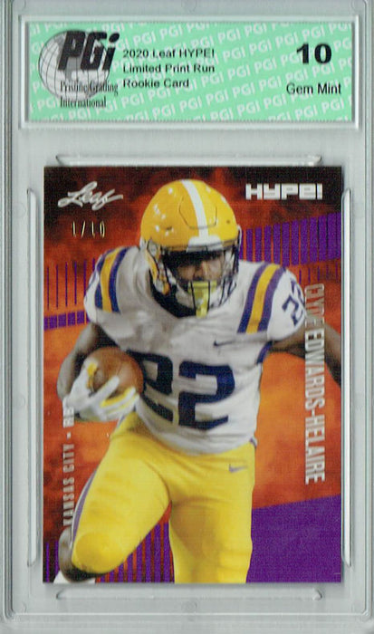 Clyde Edwards-Helaire 2020 Leaf HYPE! #36 Purple, The 1 of 10 Rookie Card PGI 10
