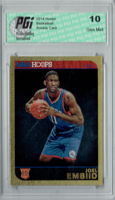 Joel Embiid 2014 NBA Hoops #263 Gold Variation Rookie Card PGI 10