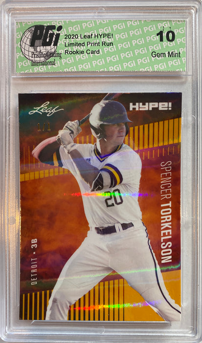 Spencer Torkelson 2020 Leaf HYPE! #41 Gold Shimmer, 1 of 1 Rookie Card PGI 10