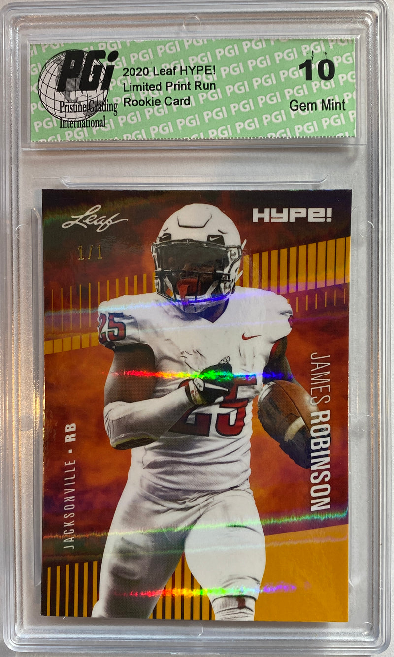 James Robinson Rookie Card Jacksonville PGI 10 Gem Mint Football Trading Card 2020 Leaf HYPE! #39 Gold Shimmer, 1 of 1