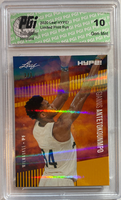 Giannis Antetokounmpo 2020 Leaf HYPE #48 Gold Shimmer, 1 of 1 Rare Card PGI 10